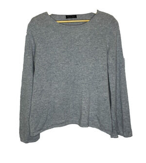 Women's Medium Claudia Nichole 100% Cashmere Bell Sleeve Gray Sweater